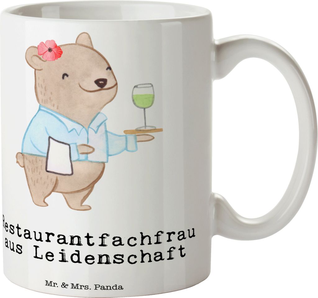 Mr. & Mrs. Panda Tasse Restaurantfachfrau Leidenschaft - Weiß - Geschenk, Kaffeebecher, Ausbildung, Pott, Kaffeetasse, Lustig, Spruch, Restaurant,...