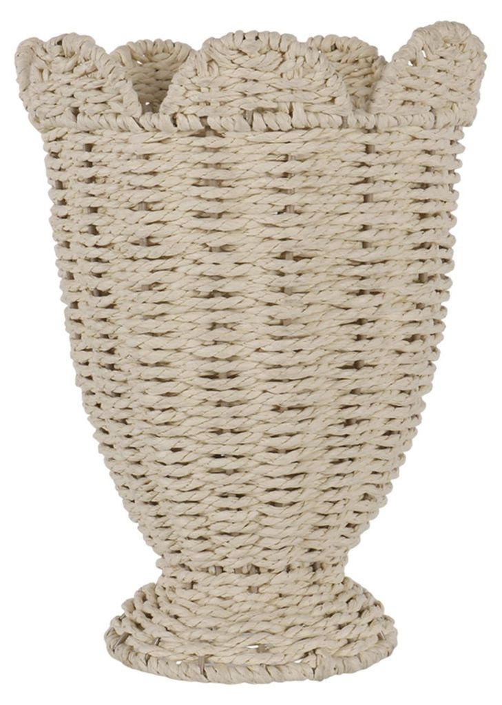 Boho-Vase mit Flechtmuster für Blumenarrangements, rustikaler Blumenkorb aus Kunststoff, dekorative Weidenvase für Tischdekorationen im Landhausstil