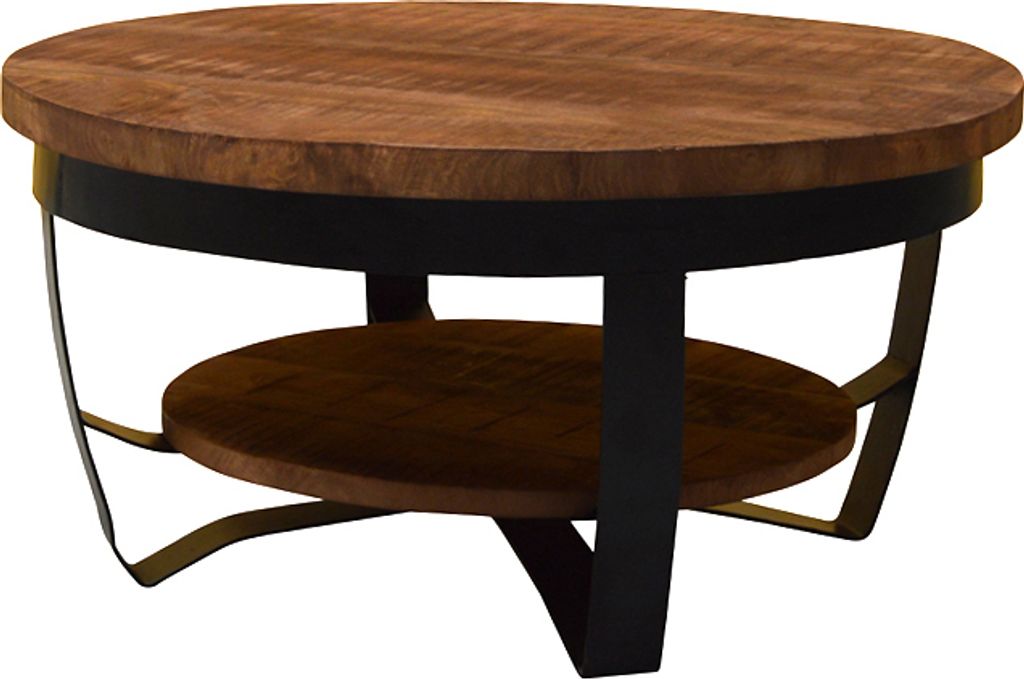 DESIGN Couchtisch Mangoholz Mango Holz Metall Mark rund Produktbild 3