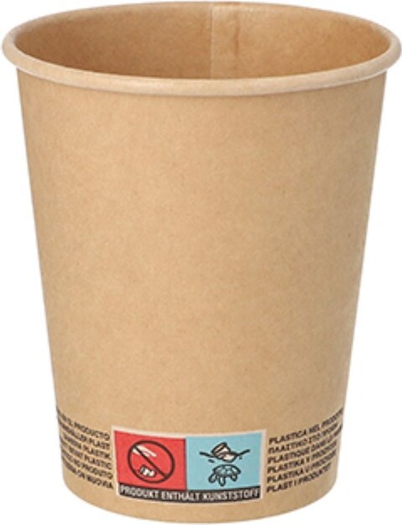 PAPSTAR Papp-Trinkbecher "pure, 0,2 l, braun aus Pappe mit biologisch abbaubarer Beschichtung,