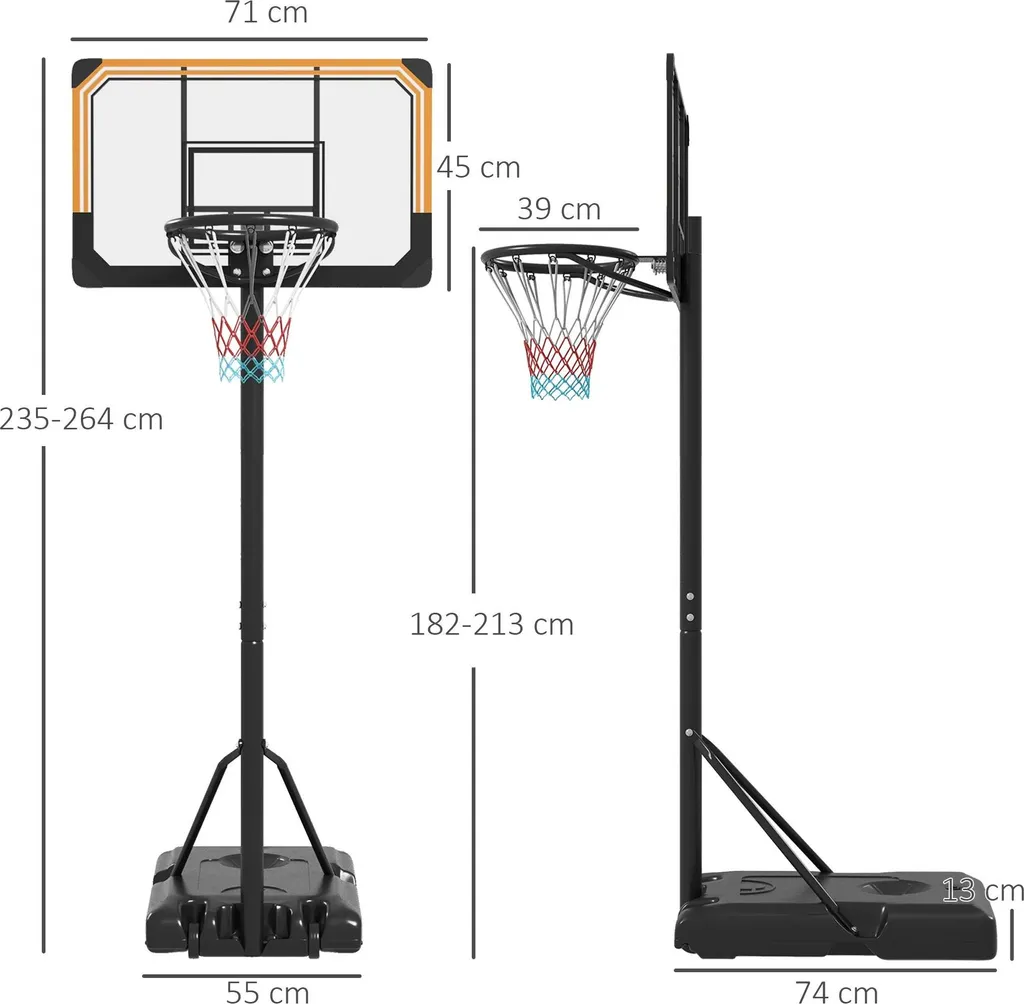 Panier de basket stable et mobile réglable 2m64 noir : fini les fixations - 3