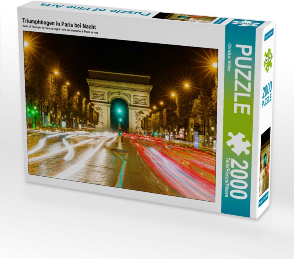 CALVENDO Puzzle Triumphbogen in Paris bei Nacht 2000 Teile Puzzle quer | 2000 Teile Lege-Größe 90x67cm Foto-Puzzle für glückliche Stunden