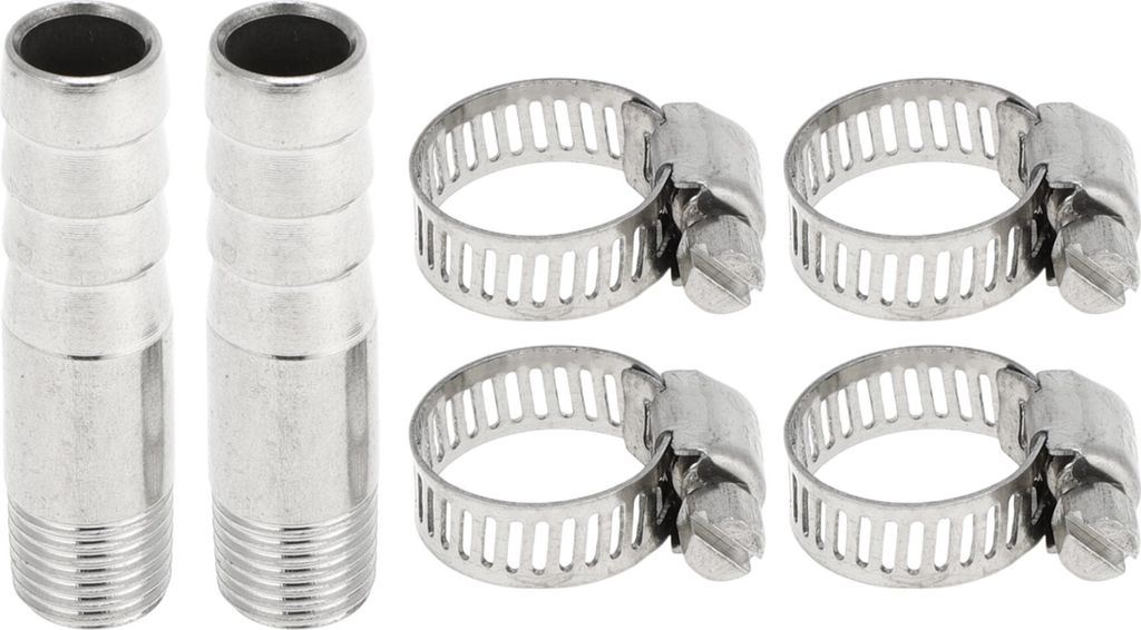 201 Edelstahl-Schlauchstutzen 33/64" OD 1/4" BSPT I-förmiges männliches Gewinde-Schlauchstück für Luft Wasser Öl Gas Kraftstoff 1 Set Silberton
