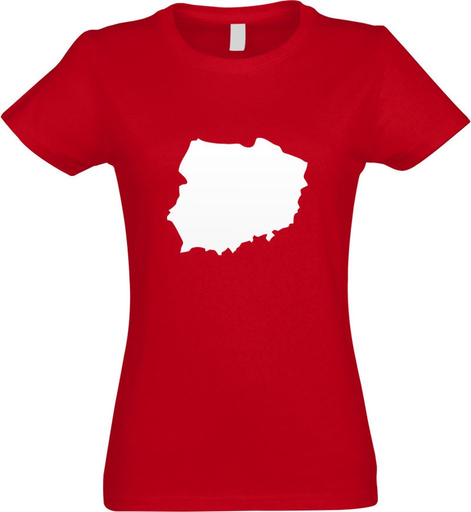 Kiwistar - T-Shirt tailliert - Damen - rot - Polen Umriss Kontur - mit Motiv Bedruckt - Funshirt Design - Sport - Freizeit - Damen - M
