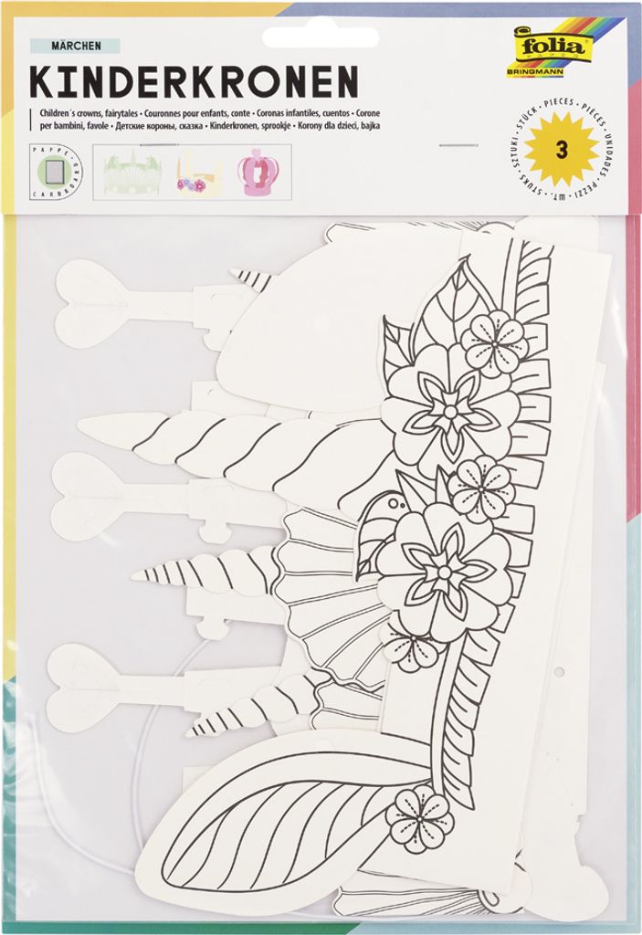 folia Kinderhüte-Set "MÄRCHEN" aus Pappe weiß