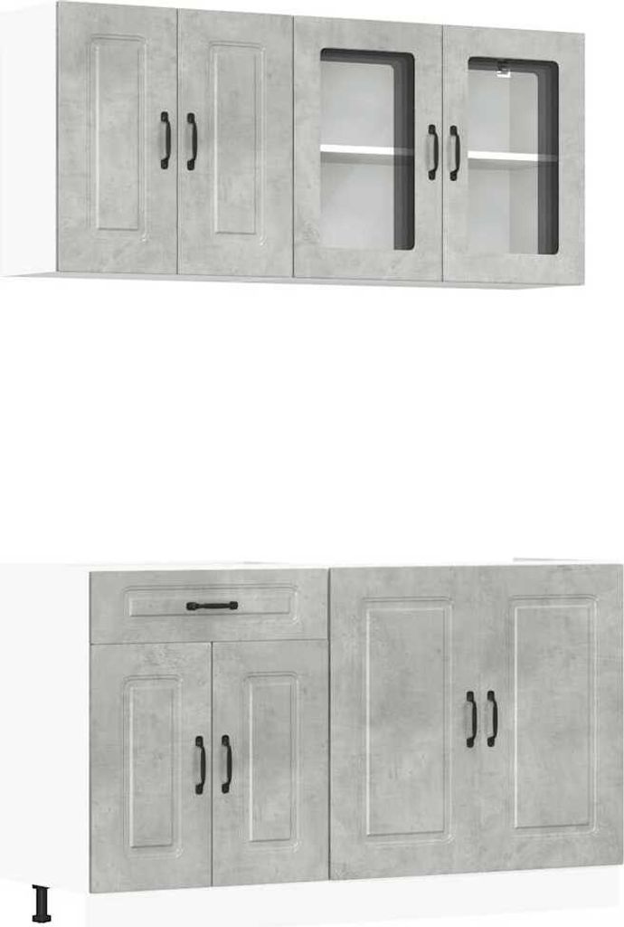 vidaXL 4-tlg. Küchenschrank-Set Kalmar Betongrau Holzwerkstoff