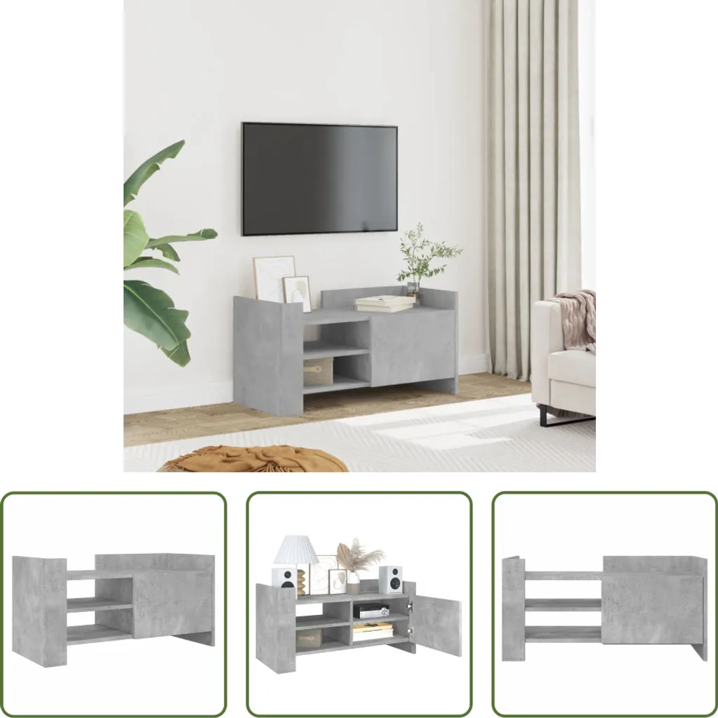 Porta TV Grigio Cemento 80x35x40 cm - Mobile Legno Multistrato Solido
