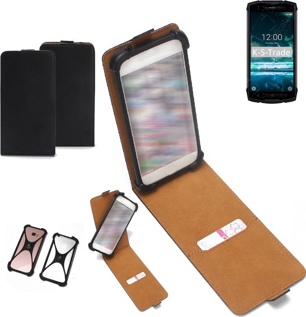 K-S-Trade Handyhülle Schutzhülle kompatibel mit Doogee S55 Case Cover Flip Style Bumper schwarz 1x