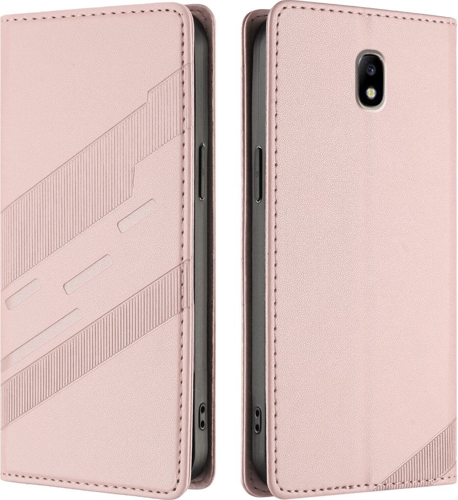 Hülle für Samsung Galaxy J5 2017, Kunstleder Brieftaschen Handyhülle mit Kartenfach und Standfunktion Pink