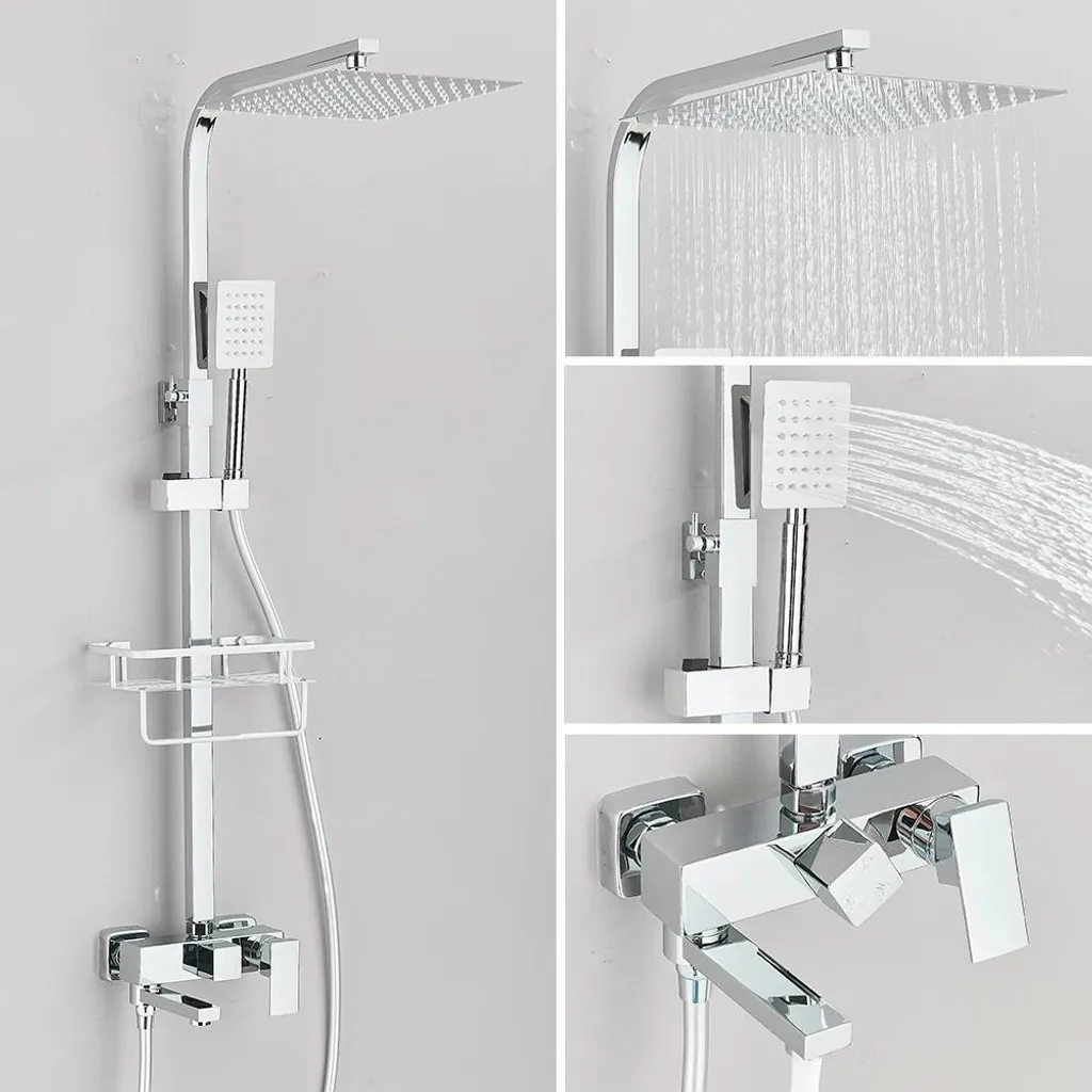 Ensemble Douche Pluie Chrome avec Cartouche Céramique et Bec Orientable