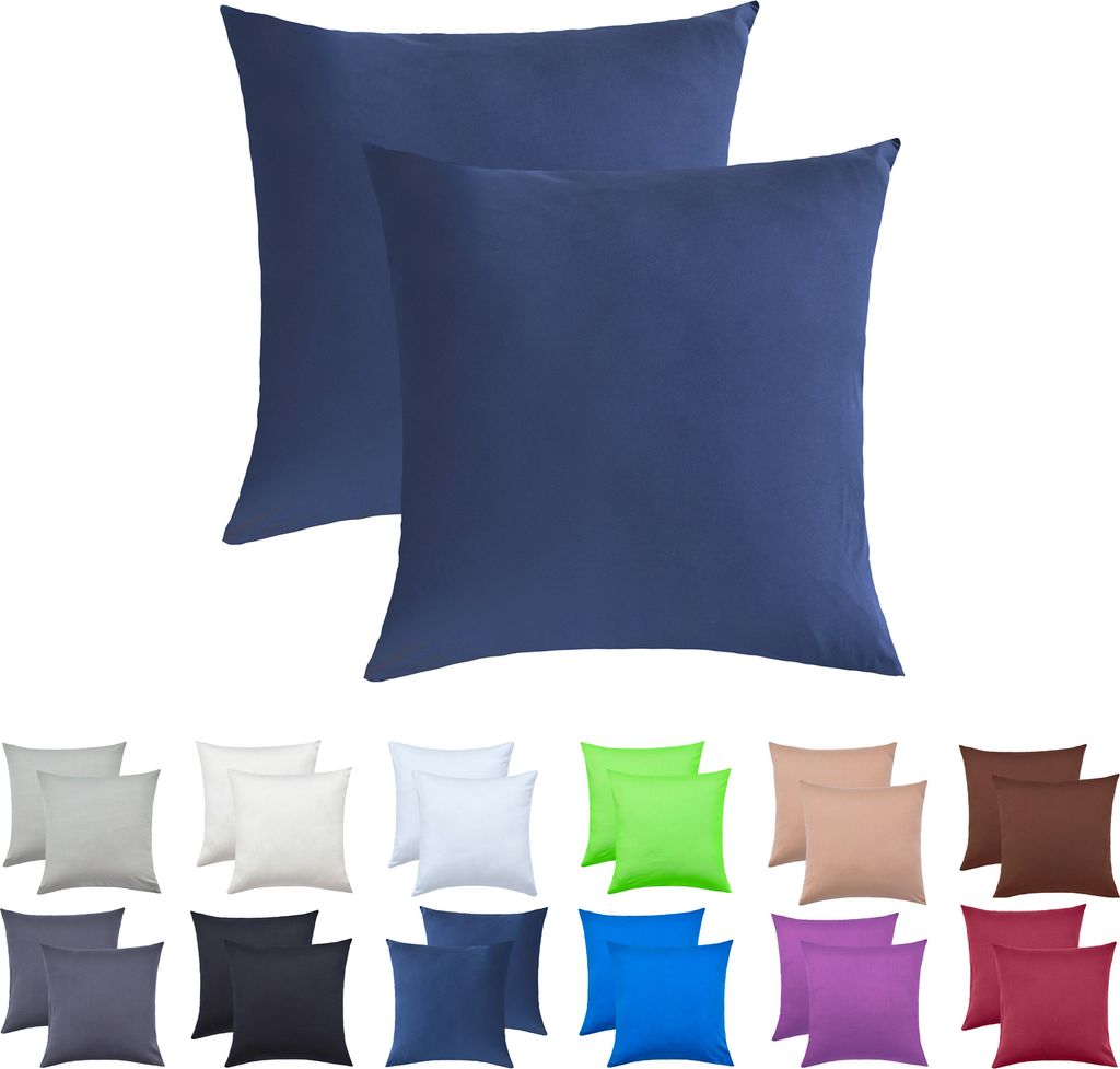 2er Set Kissenbezüge Kissenhüllen 100% Baumwolle 80x80 cm Produktbild 