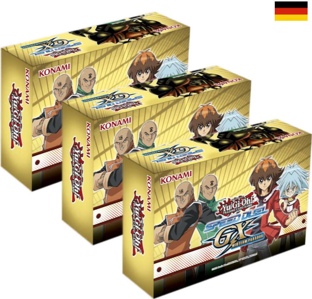 YGO Yu-Gi-Oh! 3x Speed Duel GX: Midterm Paradox Mini Boxen - Karten Sammelkarten - Deutsch