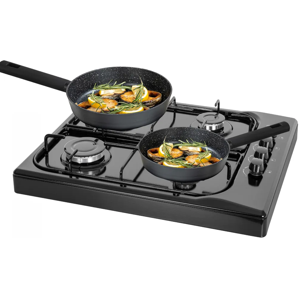 Zilan fornello a gas a 4 fuochi | fornello da campeggio | fornello a gas | piano cottura | nero