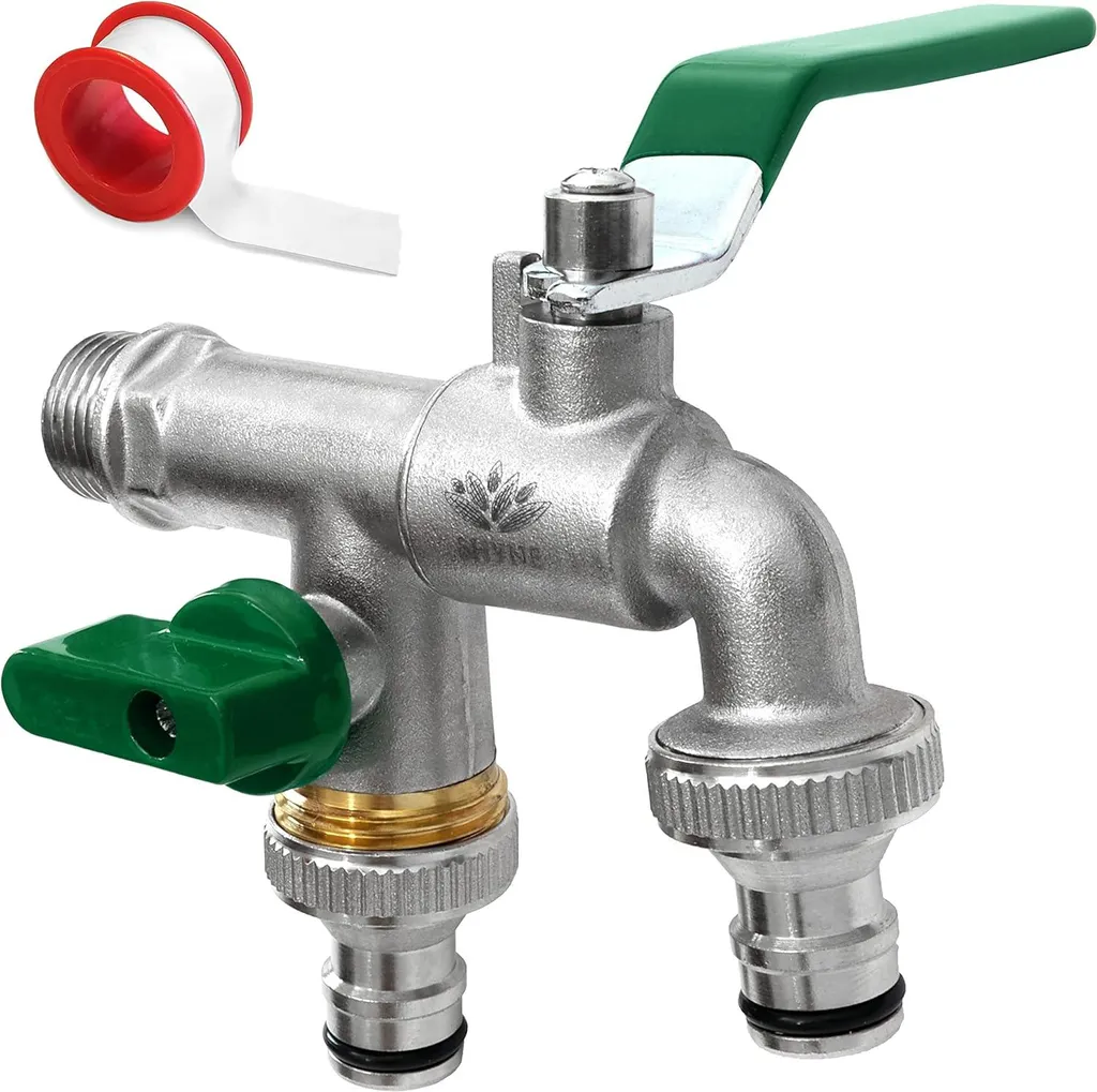 Robinet de jardin double sortie en inox raccord 1/2'' pour extérieur