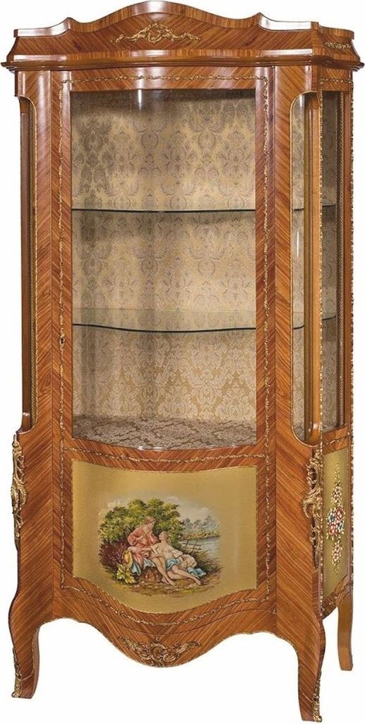Casa Padrino Luxus Barock Vitrine Braun / Gold / Messing H. 200 cm - Italy