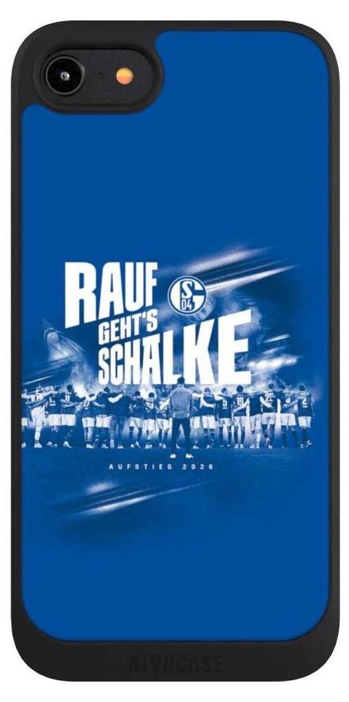 NIVOCASE Handyhülle für Apple iPhone 7 Hülle NIVOpure Case Schwarz Aufstieg FC Schalke 04 Offizielles Lizenzprodukt