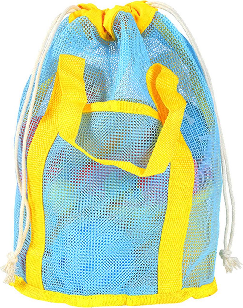 Strandtasche mit Hohlnetz-Drainage, großes Fassungsvermögen, Kordelzugverschluss, schnelltrocknend, tragbar, Babyspielzeug, Muschel-Aufbewahrungs...