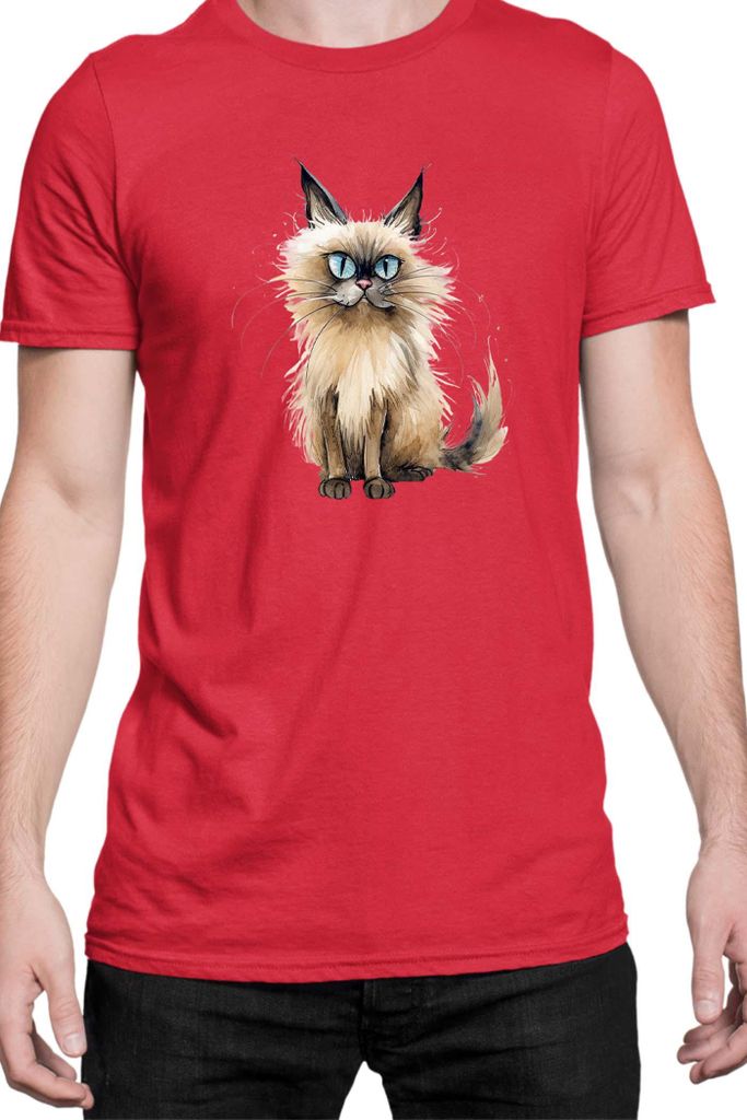 Herren T-Shirt Funny Cats Breeds Balinese Cat 010, Man M / Rot
