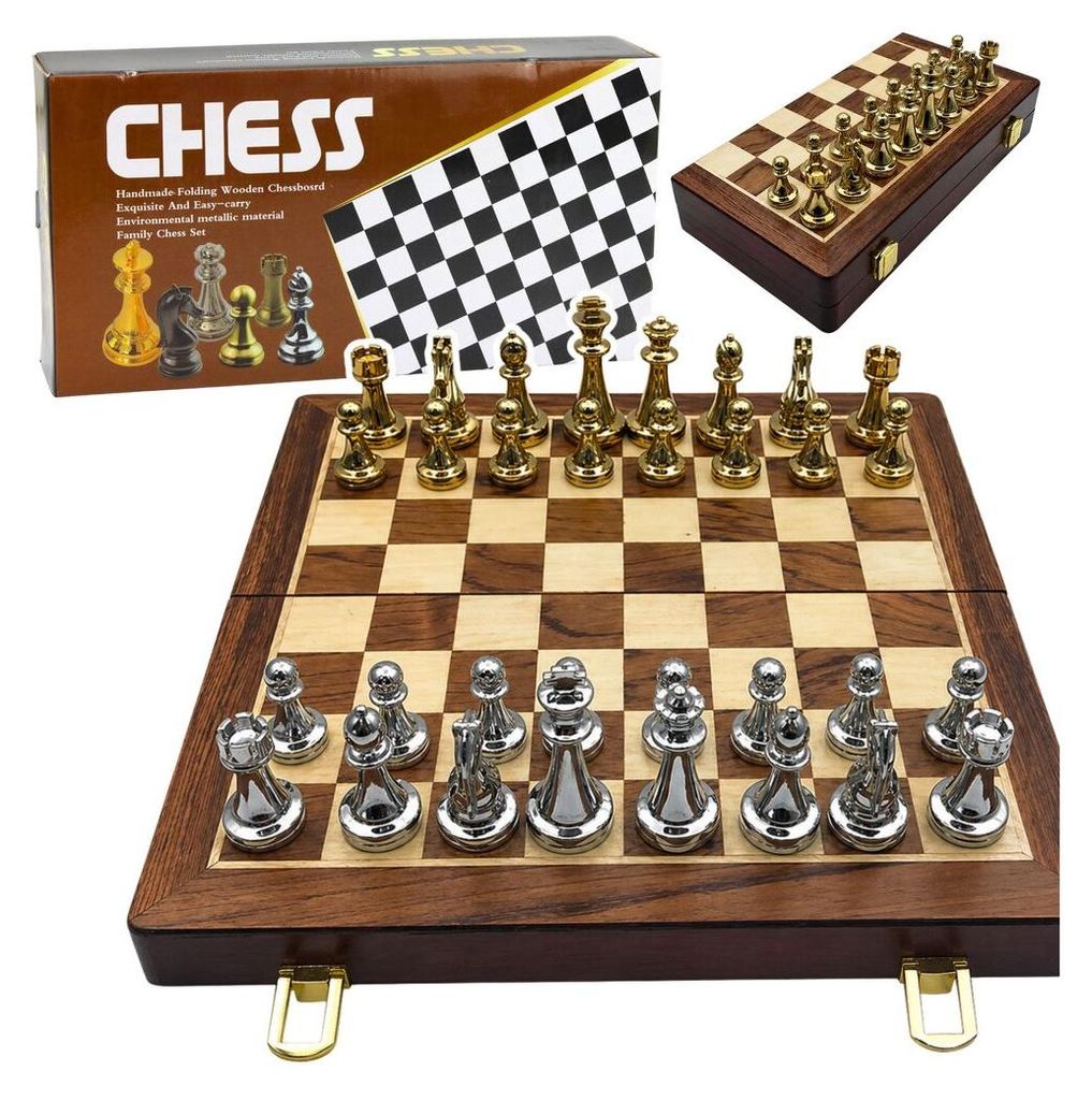 Schachfiguren-Set aus Metall, Strategiespiel, faltbares