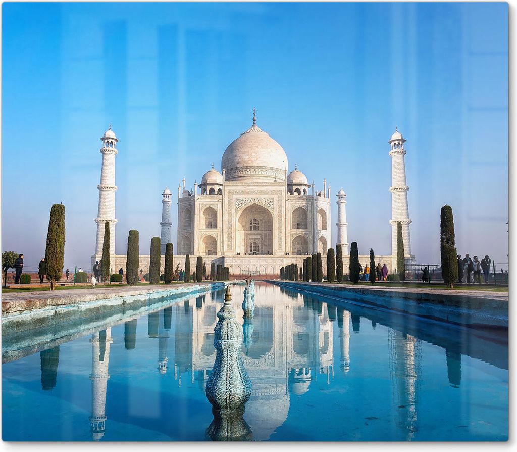 DEQORI Herdabdeckplatte Glas 1-tlg 'Blick auf Taj Mahal' Herd Abdeckung Küche