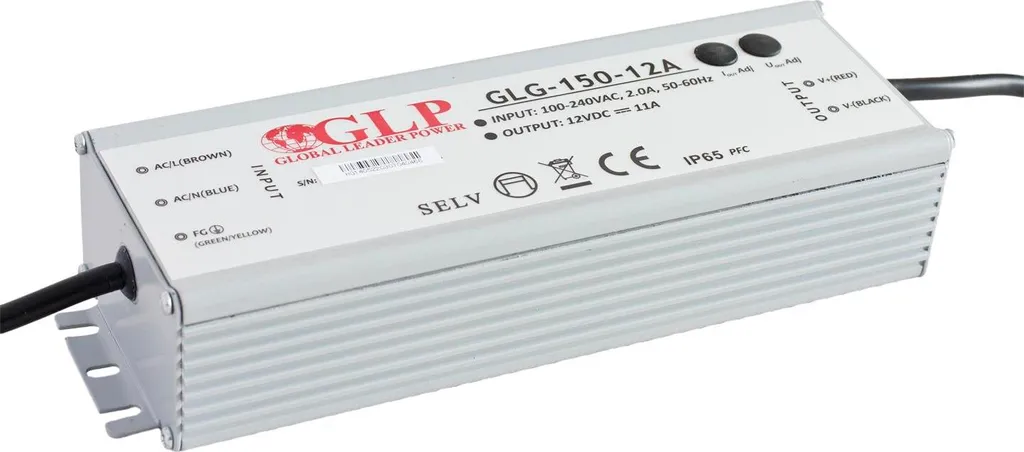 Transformateur LED 12V 150W GLP GLG-150-12A Étanche IP65 pour Extérieur
