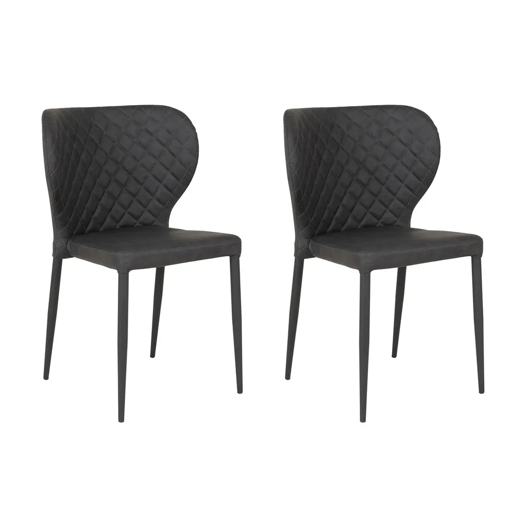 Lot de chaises Pisa pour cuisine et séjour, coloris gris foncé et pieds noir