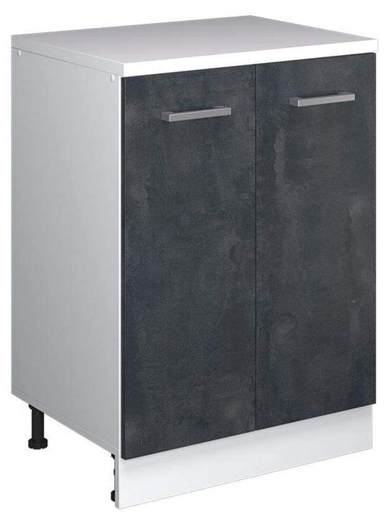 Küchenschrank für Dachschrägen Vicco R-Line Schwarz Beton 60 cm ohne Schräge mit 2 Türen, Model 61777