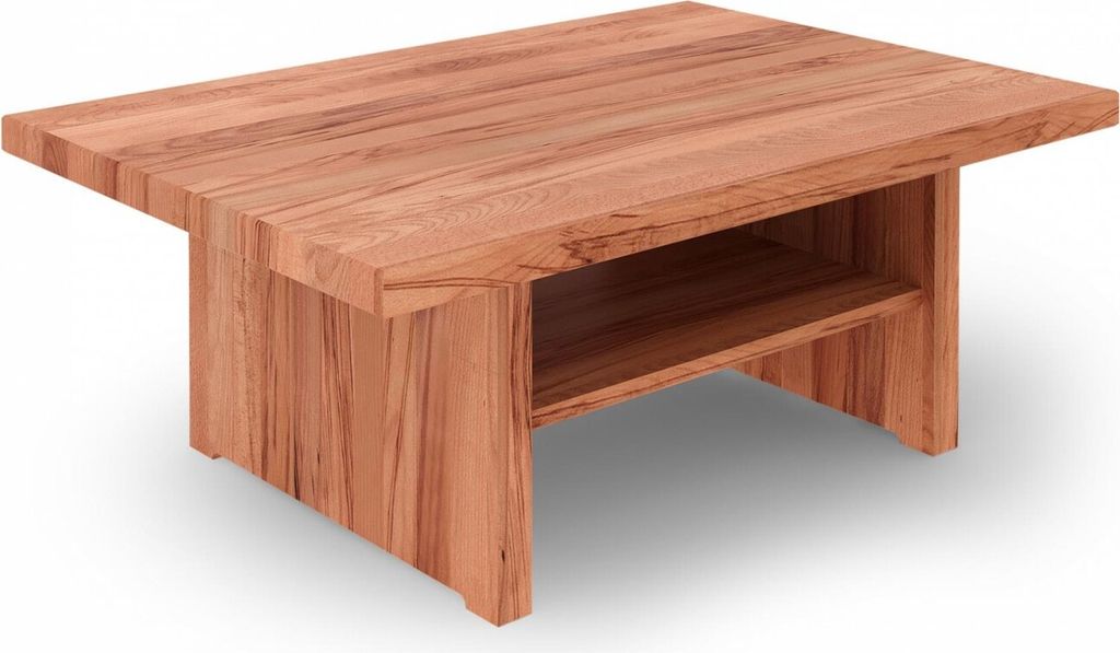 Couchtisch Zigo aus Kernbuche massiv 60x80x38 cm mit Holzfußgestell und Ablage