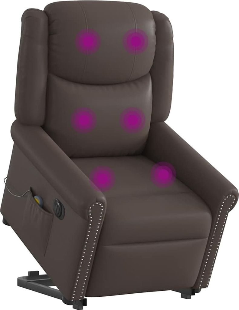 Massagesessel mit Aufstehhilfe Elektrisch Glänzend Braun, Klassische Sessel DesignMöbel