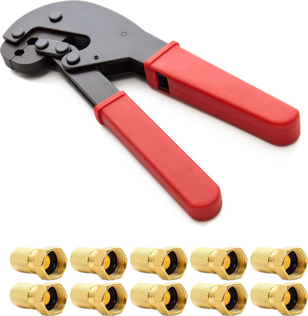 PremiumX PX-106C Krimpzange Crimpzange SAT Werkzeug für Satellitenkabel 10x F-Stecker