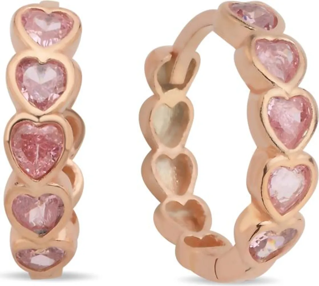 Créoles argent 925 rose cœur anti-allergie avec pierres pour femmes