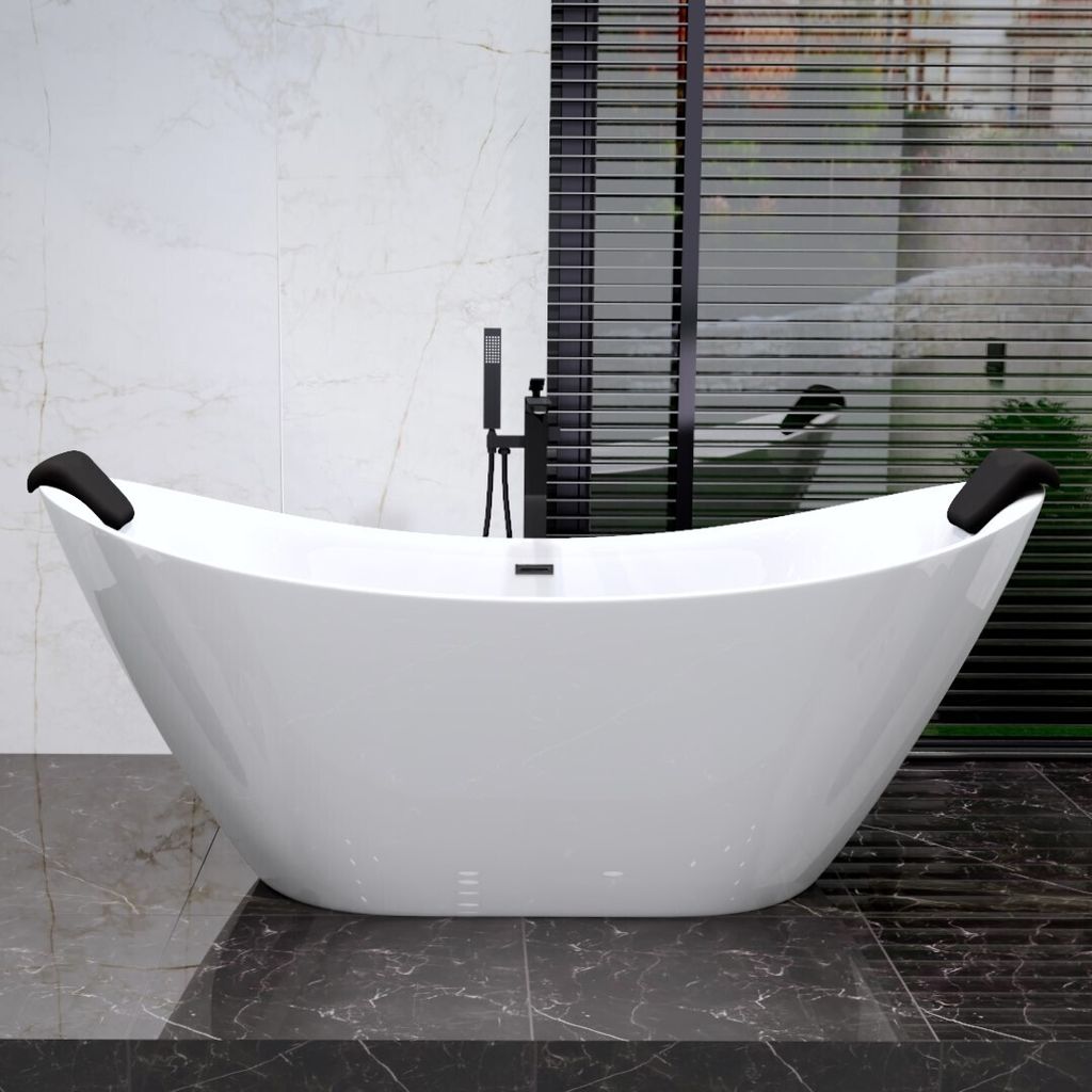 Freistehende Badewanne 180x80 Weiß Modern Exclusive Acryl Produktbild 