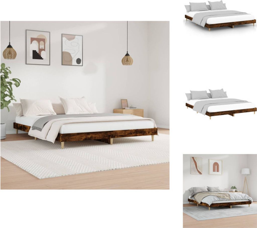 vidaXL Bettgestell Räuchereiche 120x200 cm Holzwerkstoff - Betten & Bettgestelle