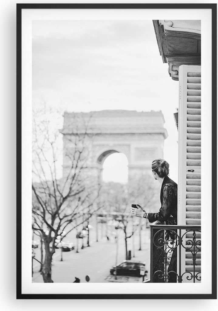 Gerahmtes Poster - Schwarzer Rahmen - Bogen Triumphal Paris - 61x91,5 cm - Wand Bild - Wanddeko - Wandbilder - Kunstposter - Wandposter - Bilderrah...