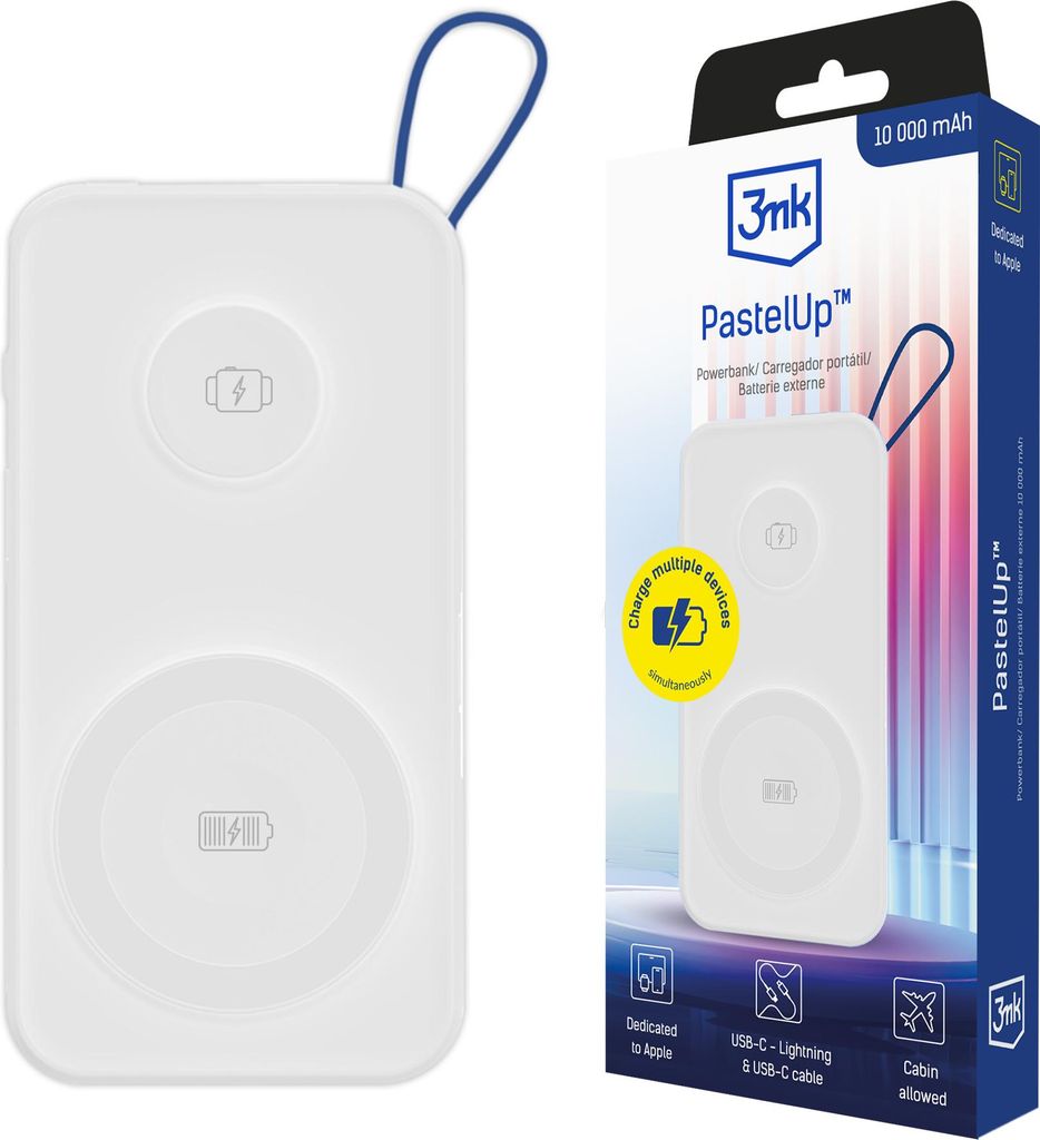 Accessori - 3Mk Pastelup 10.000Mah 22,5W Usb 1A1C-Bianco Immagine del prodotto 