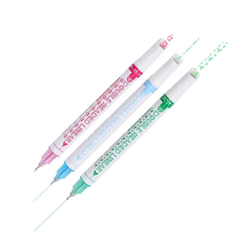 3/6pcs Highlighter Stift Set mit Rollerspitze Doppelkopffarbene Kurve Line Maker Stiftschule Schreinbedarf Malerei Vorräte-B