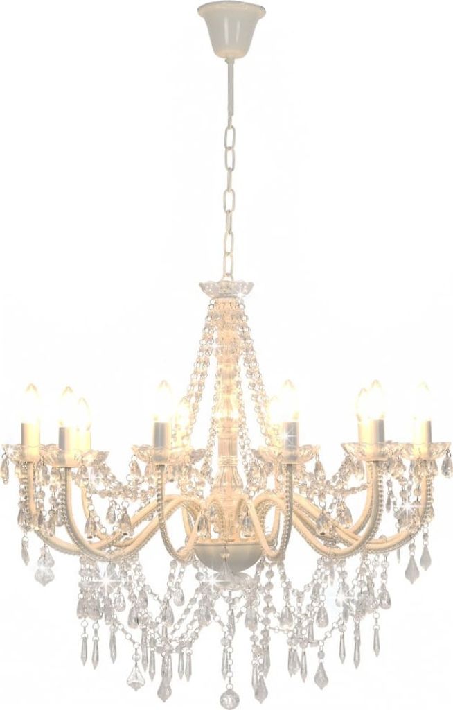 vidaXL Lampadario con perle bianche 12 prese E14 Immagine del prodotto 