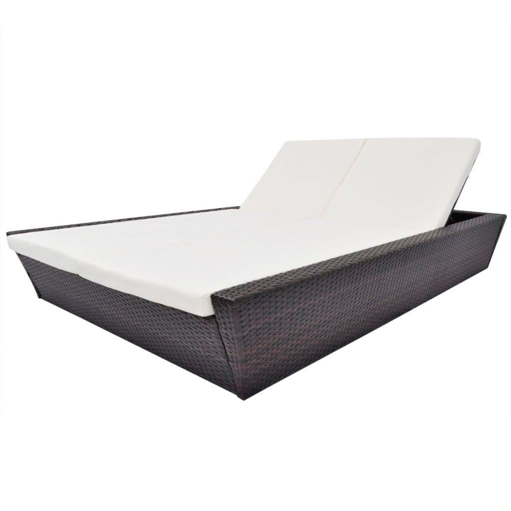 Lettino da esterno con rivestimento in poly rattan marrone Immagine del prodotto 