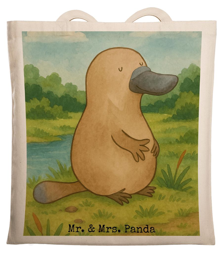 Mr. & Mrs. Panda Jutetasche Schnabeltier Mut Design - Weiß - Geschenk, Tote Bag, Arbeit, Neustart, Training, Jutebeutel, Büro, Meer, Baumwolltasc...