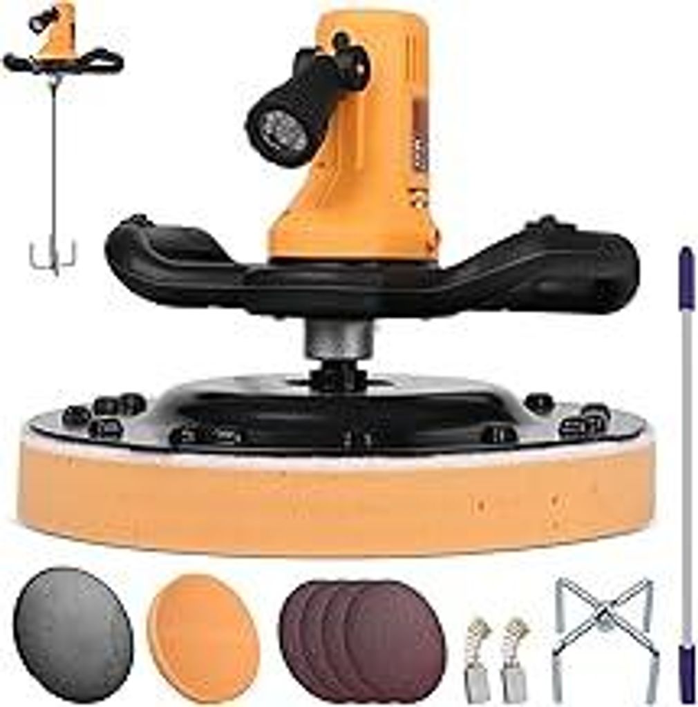 1680W Elektrisch Putzglättmaschine & Rührwerk Ø380mm 2in1 Putzbearbeitungsmaschine mit LED, 280-2800UPM, Poliermaschine Putzmaschine Wandschleif...