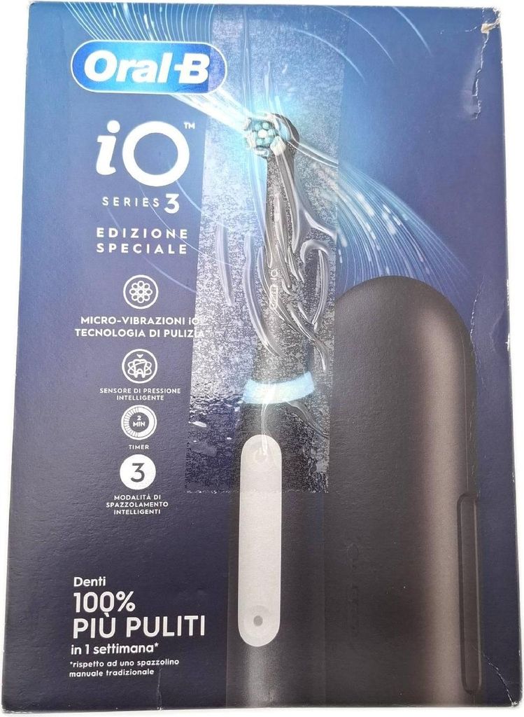 Oral B Wiederaufladbare elektrische Zahnbürste iO 3 Schwarz 1 Ersatzkopf 1 Oral