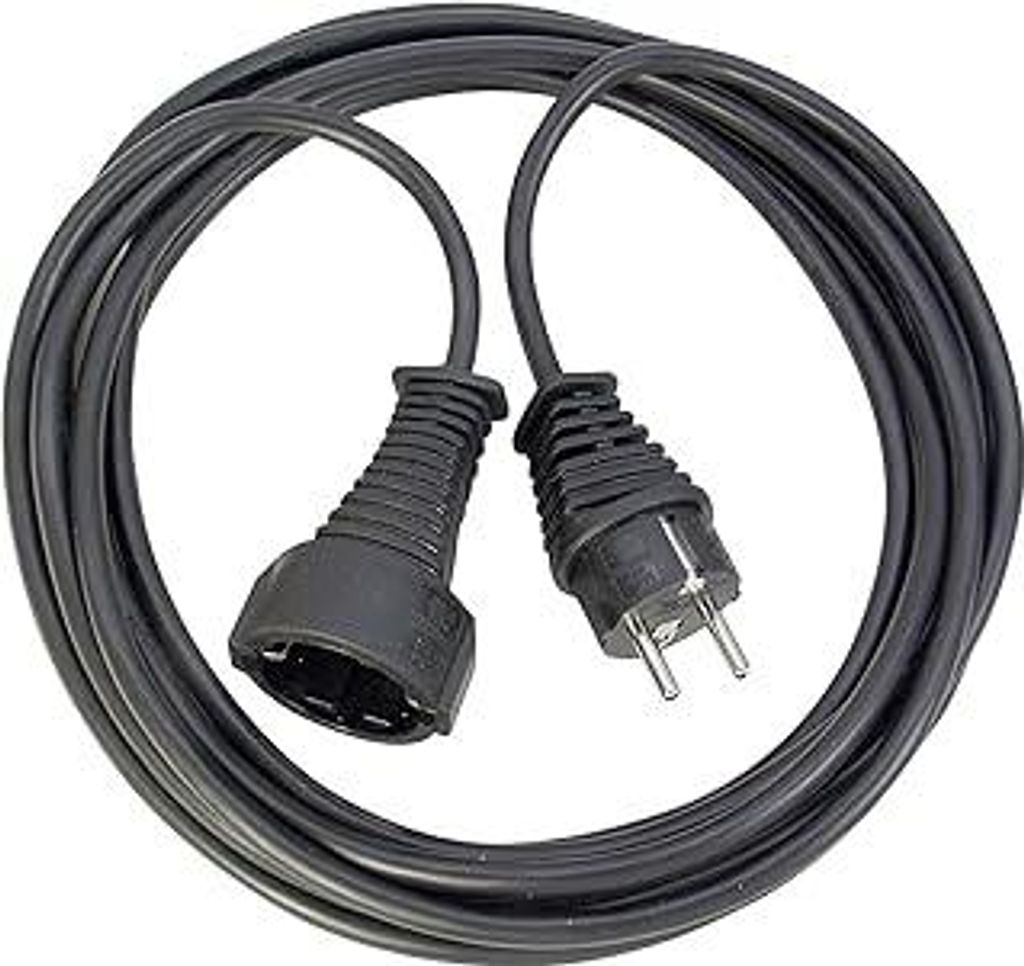 Brennenstuhl Qualitäts- Kunststoff-Verlängerungskabel mit Schutzkontakt-Stecker und -Kupplung (Verlängerungskabel für innen mit 5m Kabel) schwarz