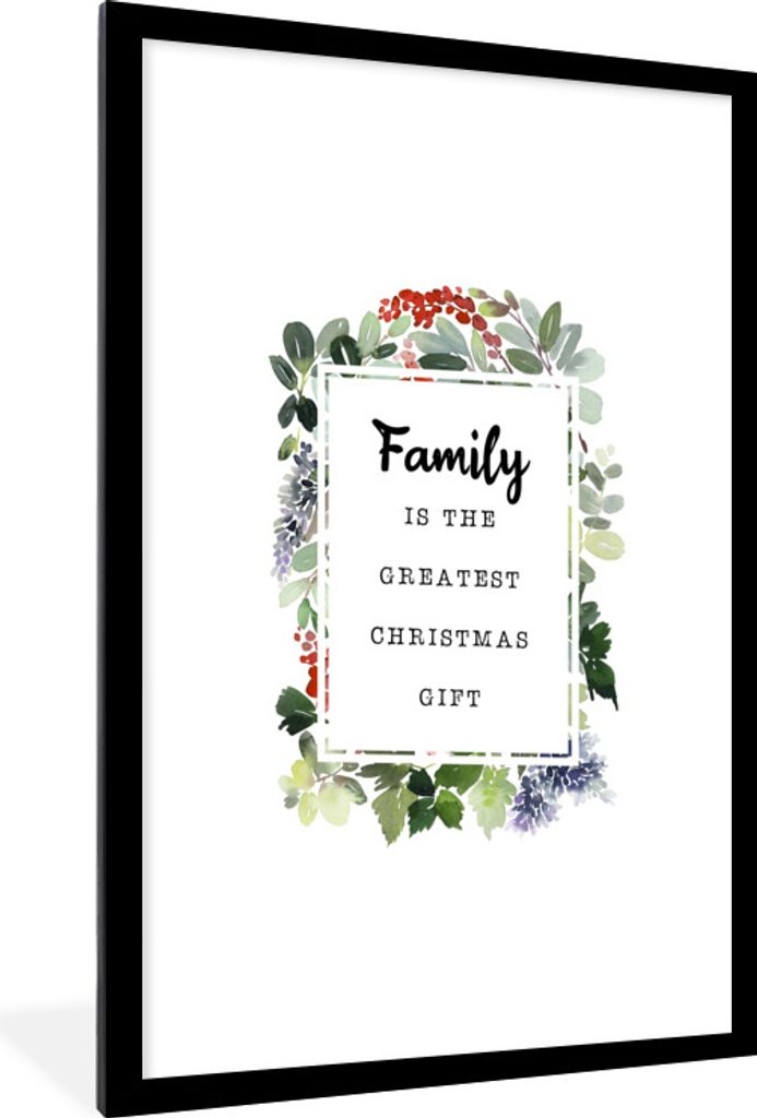 MuchoWow Gerahmtes Poster Weihnachten - Zitat - Familie 60x90 cm - Poster mit Schwarzem Bilderrahmen Wandposter Rahmen Foto Bilder - Dekoration -...