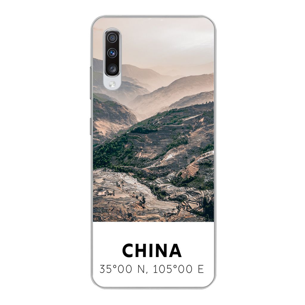 MuchoWow Handyhülle Schutzhülle Hülle für Samsung Galaxy A70 China - Berge - Asien - Sommer Silikon Softcase Handy Hülle - Schutzhaube