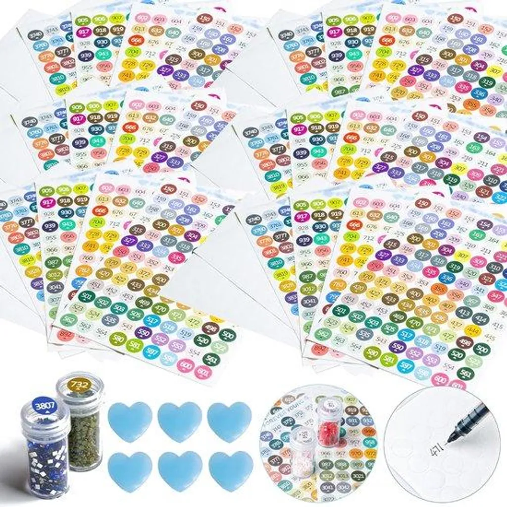 Lot Accessoires Diamond Painting 447 Stickers Couleur et Nettoyant