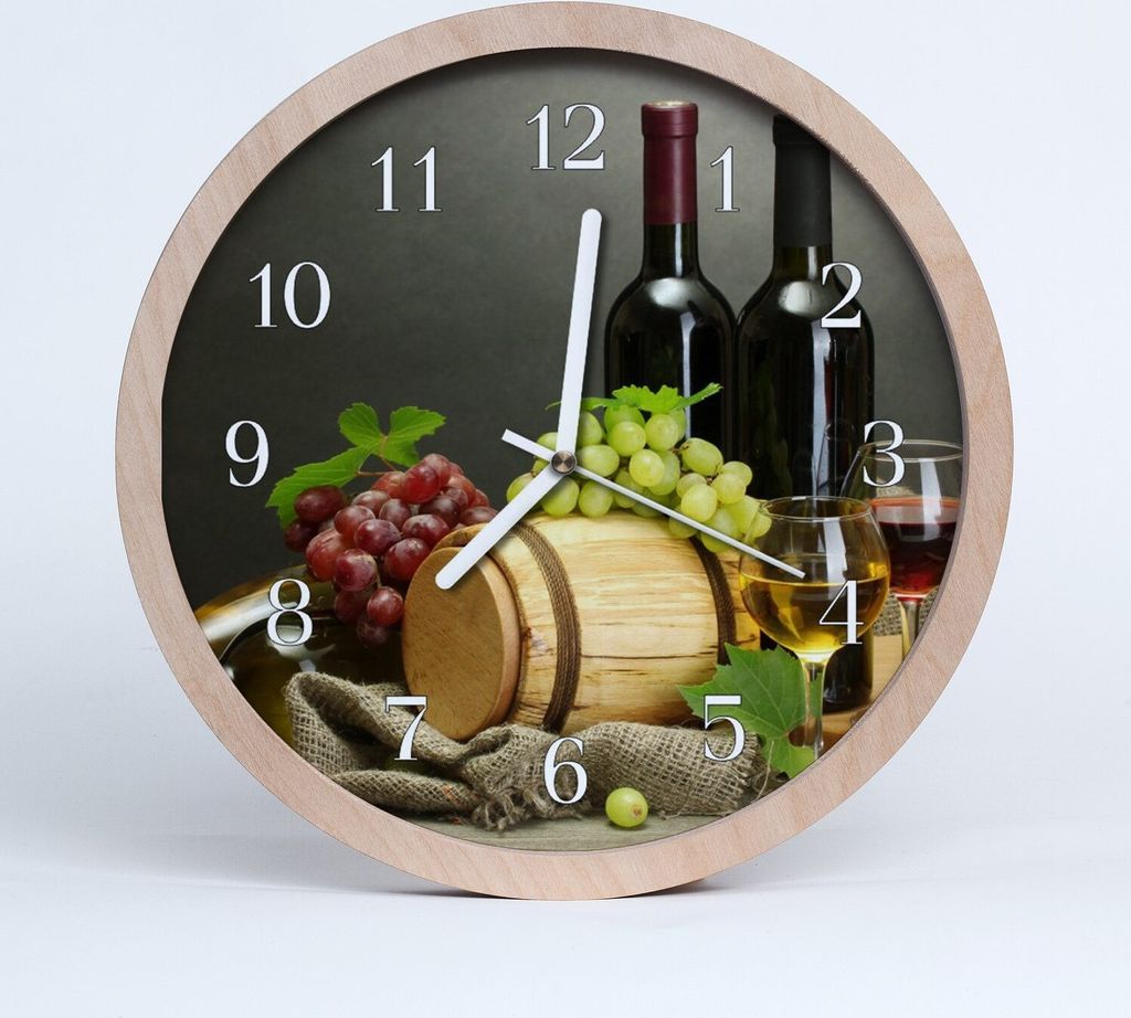 Holzuhr 30fi cm wanduhr - Trauben für den Wein