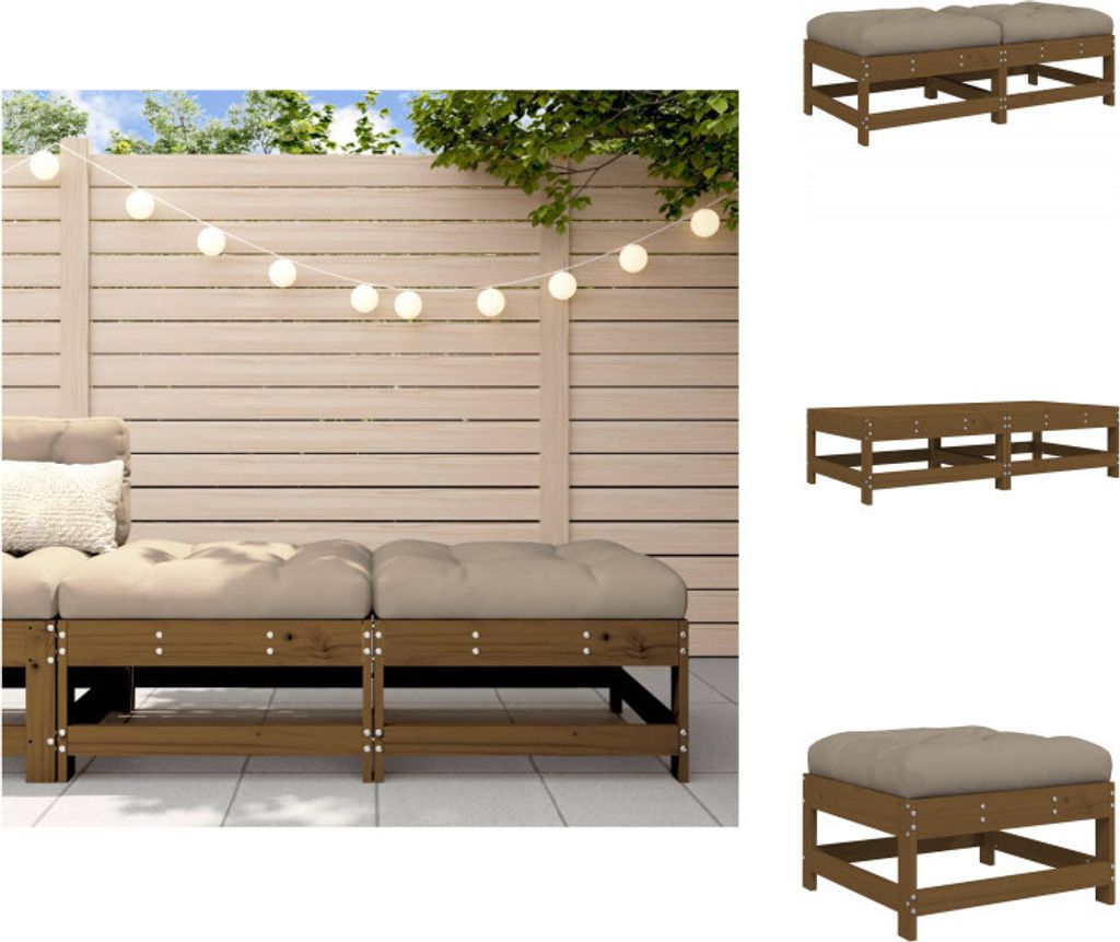 vidaXL Gartenhocker mit Kissen 2 Stk. Honigbraun Massivholz Kiefer - Gartensofaelemente