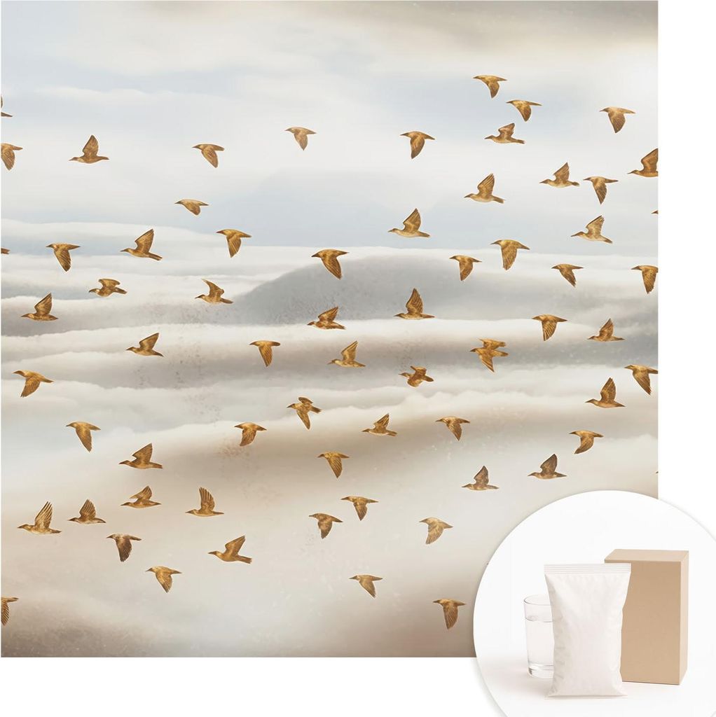 Fototapete - Wandbilder für Wohnzimmer - 250x250 cm - Dekorative Wandfolie - Modernes Design für Wanddekoration - Tapeten für Innenräume - Vög...