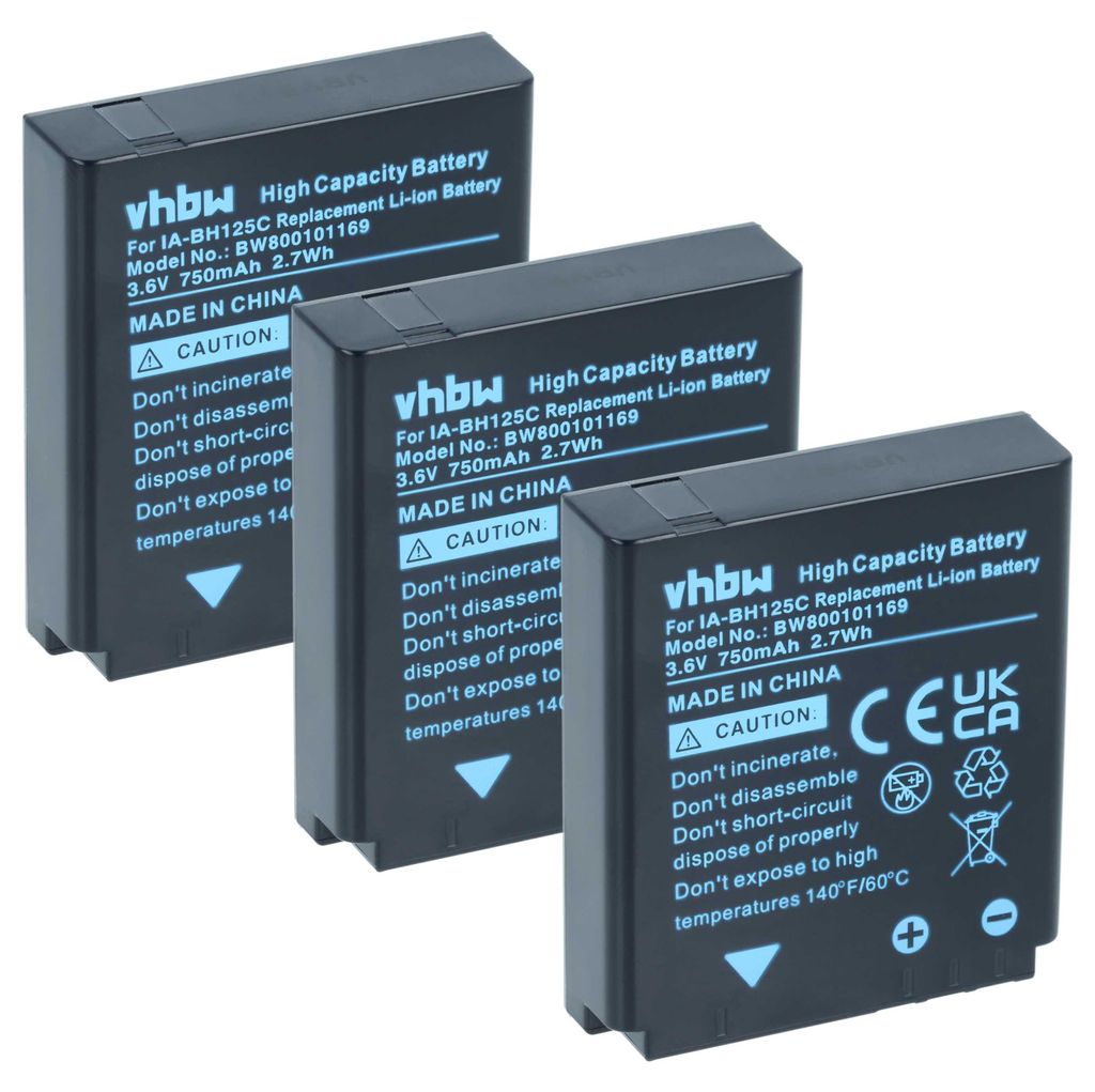 vhbw 3x Akku Ersatz für Sigma BP-41 für Kamera (750 mAh, 3,6 V, Li-Ion)