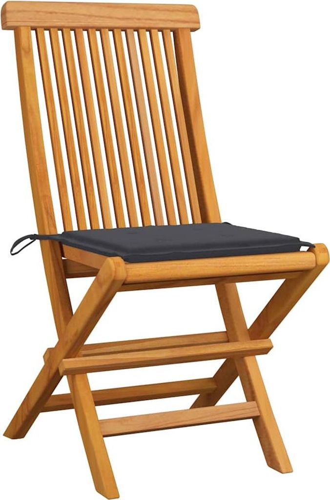vidaXL Gartenstühle mit Anthrazit Kissen 4 Stk. Massivholz Teak